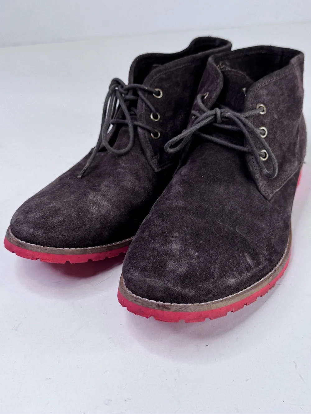 Kurt Geiger Dark Brown Suede Chukka Boots with Red Sole